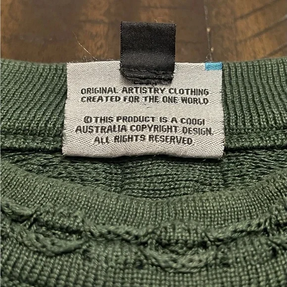 Rare Coogi Basics Authentic Mens Green Cotton Knit Sweater Size Large